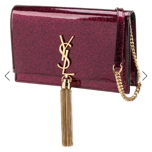 Yves Saint Laurent Deep Red Glitter Crossbody Bag - Picture 1 of 10
